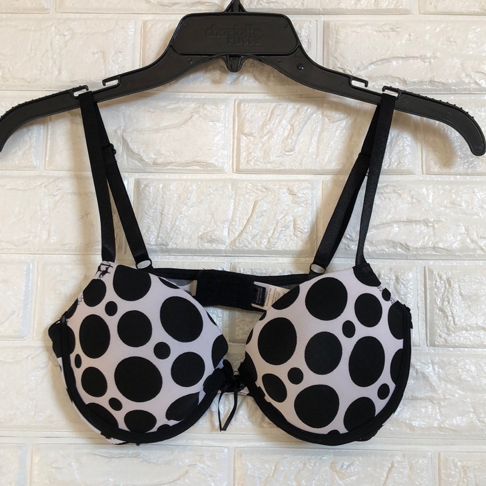 Rampage intimates black white polka dot paddedโ bra 34C